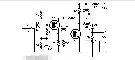 带晶体管的<b class='flag-5'>便携式</b>麦克风前置<b class='flag-5'>放大器</b>电路