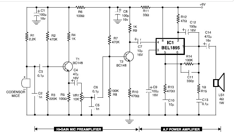 基于BEL1895的電容麥克風(fēng)<b class='flag-5'>前置放大器</b><b class='flag-5'>電路</b>