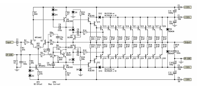 高功率音頻放大器電路分享