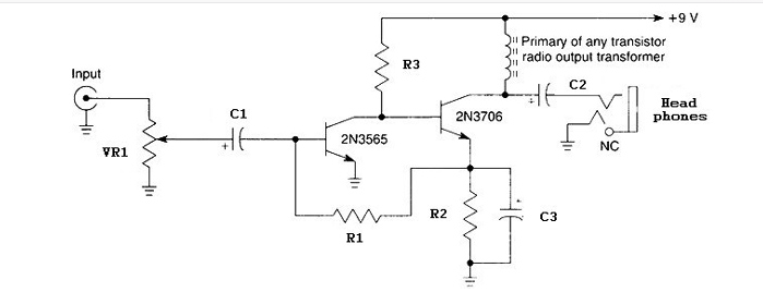 構建一個基于耳機音頻放大器的兩個晶體管電路