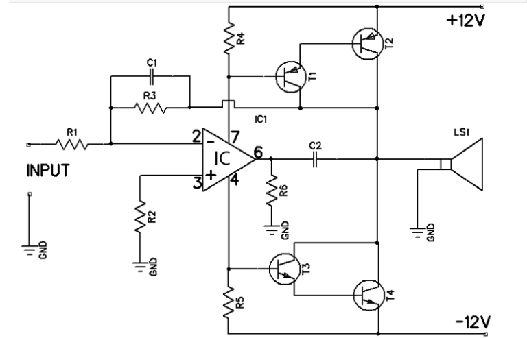 基于<b class='flag-5'>741</b><b class='flag-5'>运算放大器</b>的12W<b class='flag-5'>放大器</b><b class='flag-5'>电路</b>