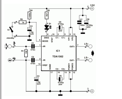 一个带有<b class='flag-5'>TDA1562Q</b>的汽车<b class='flag-5'>音频放大器</b><b class='flag-5'>电路</b>