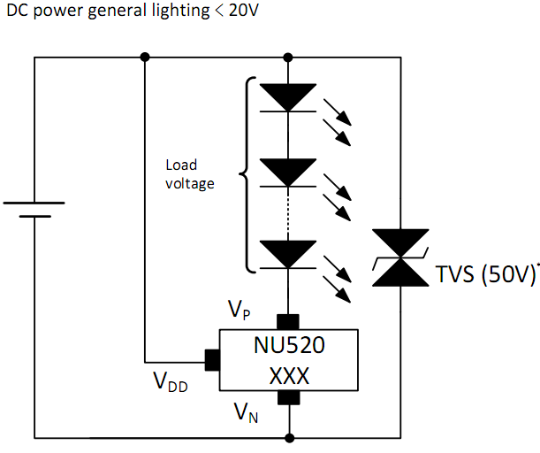 COB倒裝驅(qū)動芯片/NU520應(yīng)用電路圖