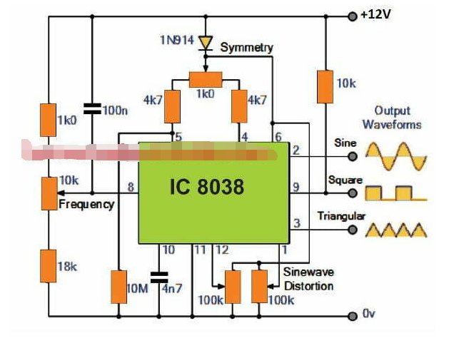 基于IC8038的函數<b class='flag-5'>發生器</b>電路