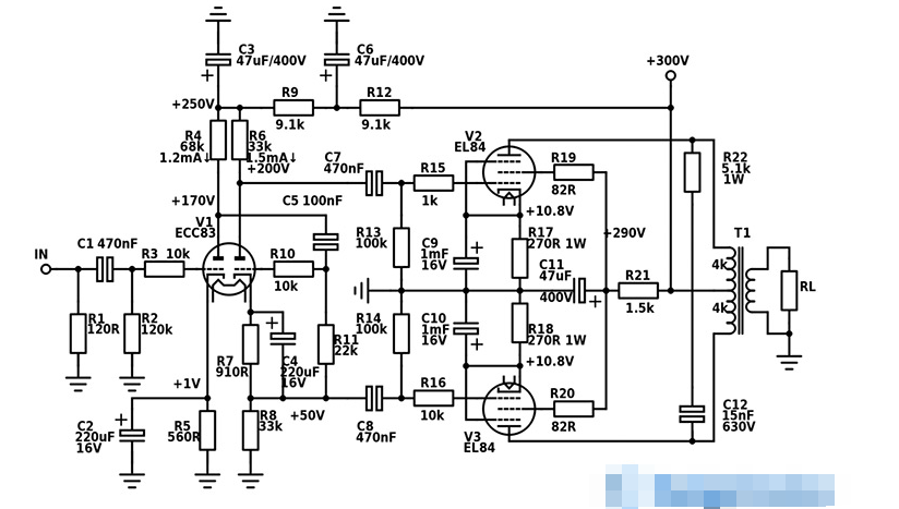 基于真空管的推挽放大器電路