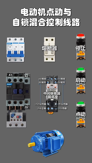 电动机点动与自锁混合控制线路 #电工知识 #电工教学 #电工接线#硬声创作季 