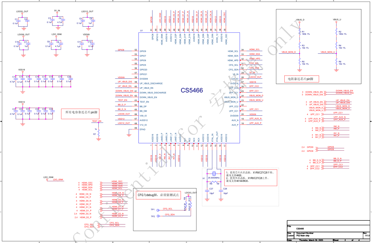 CS5466 typec转HDMI 8k_30hz方案