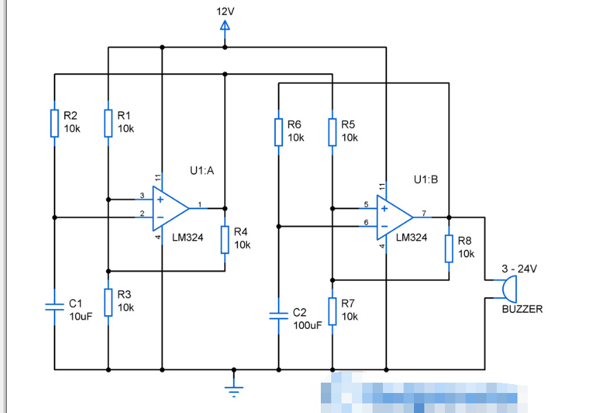 基于<b class='flag-5'>LM324</b>和直流蜂鸣器的响亮报警<b class='flag-5'>电路</b>