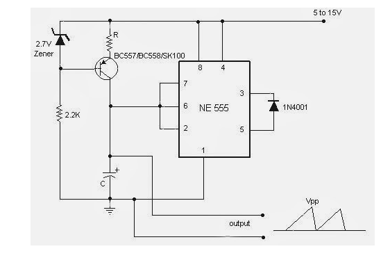 使用NE555的<b class='flag-5'>锯齿</b>波<b class='flag-5'>发生器</b><b class='flag-5'>电路</b>