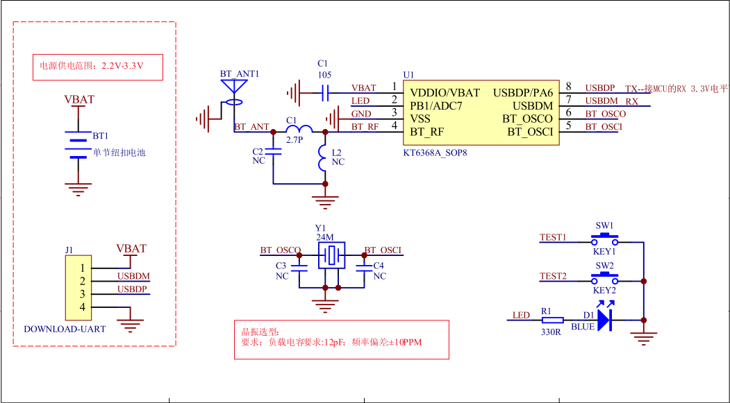 <b class='flag-5'>KT6368A</b><b class='flag-5'>蓝牙</b>主从一体<b class='flag-5'>芯片</b>_功能简要说明