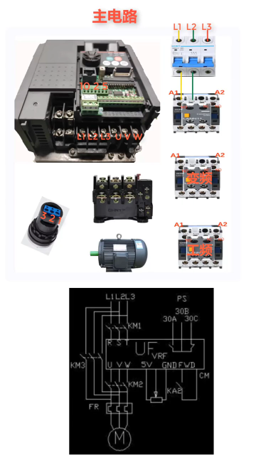 用继电器如何自动控制工频与变频切换？实操分享，通俗易懂#变频器 #电气控制 #工业自动化 #硬声创作季 