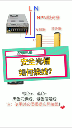 安全光栅控制如何接线？老电工实操分享，看完你就懂了#轻知识#硬声创作季 